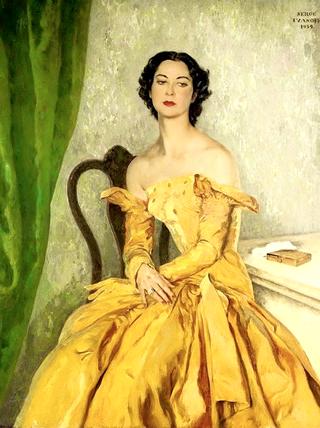 Portrait of Simone Gentile in a yellow gown