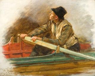 A Man Rowing (study for 'The Flight of the Five Members')