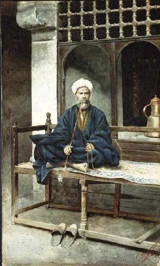 Arab Smoking a Pipe