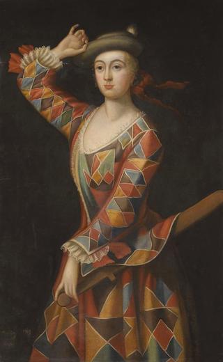 Portrait of Mrs Hester Booth Dressed as Harlequin