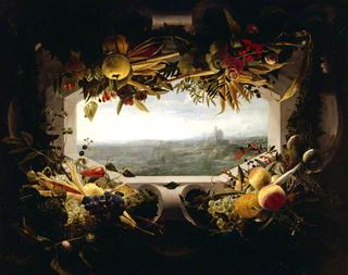 A Seascape within a Garland of Fruit