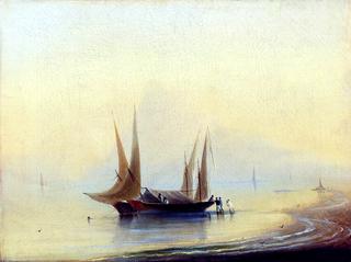 A Barge by the Seashore