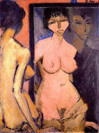 Nude in Mirror with Self-Portrait