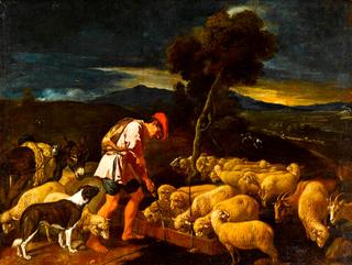 Jacob Watering Laban’s Sheep before Peeled Branches