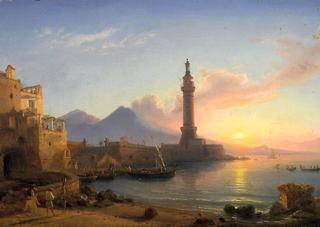 A Bay in Southern Italy with Lighthouse