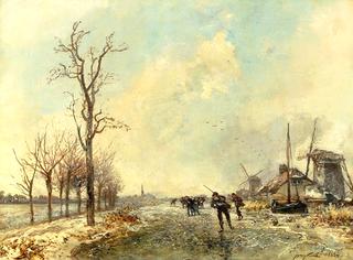 Dutch Skaters with Two Windmills