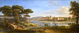 Florence. A View of the City From the Right Bank of the River Arno Looking Towards the Ponte Alla C