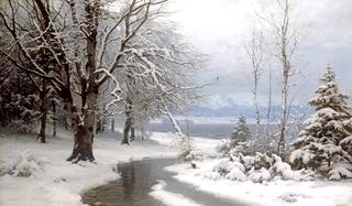 Wooded River Landscape with Stream and Lake Beyond