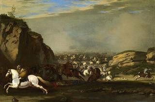 Cavalry battle between Turks and Christians