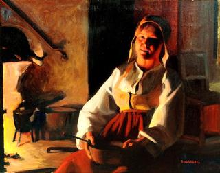 Woman at the Fireplace