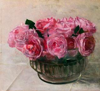 Roses in a Glass Pot