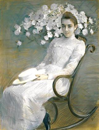 Young girl in white