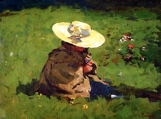 Marietje in the Grass: The Daughter of the Artist with a Straw Hat