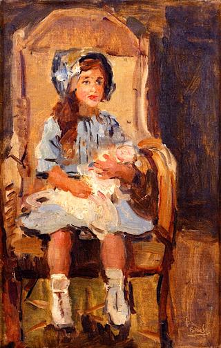 Girl in Blue with a Doll