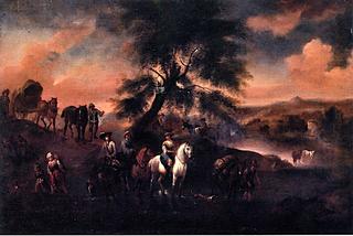 Italianate Landscape with Travelers Crossing a Stream