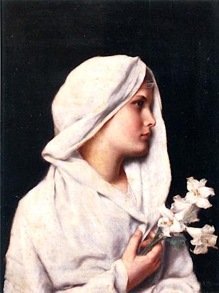 Profile of a Young Woman, Draped in White, Holding a Lily