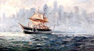 Demasted Ship in New York Harbor