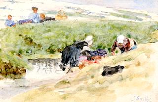 Two Studies of Washerwomen in Landscapes I