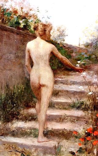 Nude on Garden Stair