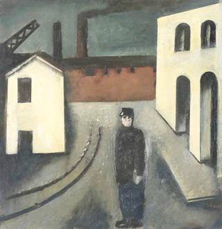 City with Railroad Worker