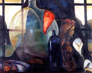 Still Life with Big Bottle and Statue