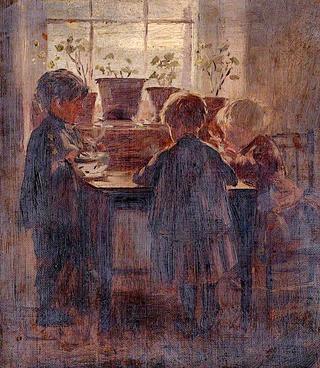 Three Children around a Table