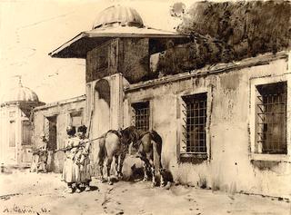 Circassian Cavalrymen outside a Gate