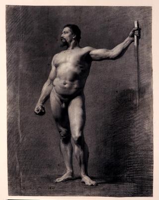 Naked man with spear