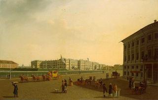 View of Palace Square and Winter Palace from the beginning of Nevsky Prospect