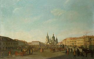 View of the Sennaya Square in Petersburg