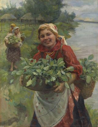 Girls Carrying Vegetables