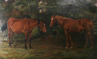 Two Horses by a Wood