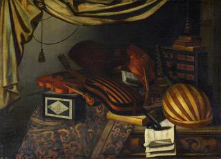 Still Life with Musical Instruments, Sheet Music and Books