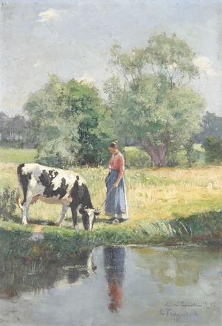 Woman Watering Cow