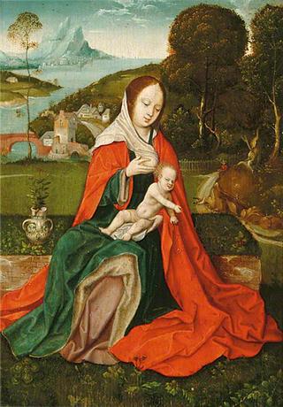 Madonna and Child in a Landscape (Triptych centre panel)