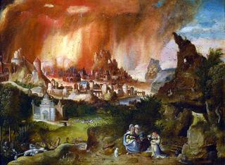 Landscape with Sodom on fire, Lot and his daughters