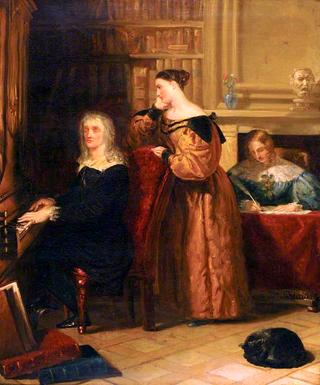 弥尔顿和他的女儿们在风琴上