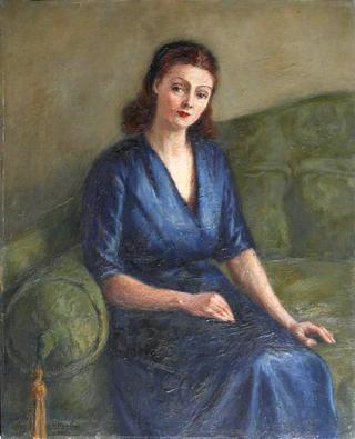 Seated Lady in Navy Blue