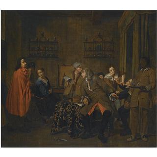 A musical party in an interior