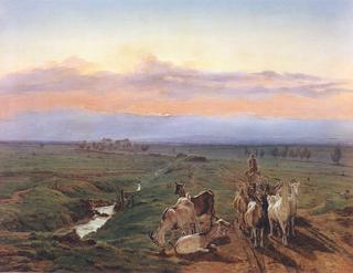 Evening Landscape with Goatherd