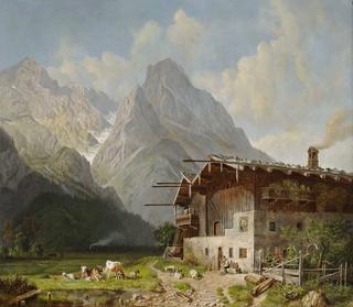 Farm before Garmisch. In the background the Wettersteingebirge