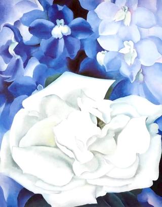 White Rose with Larkspur