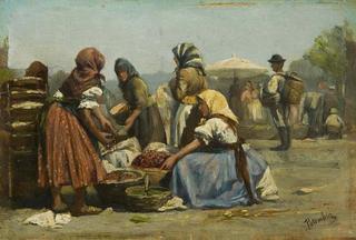 Hungarian Market Scene in Summer