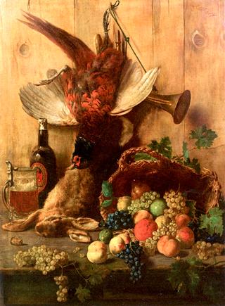 Still Life with Game, Tankard and Fruit