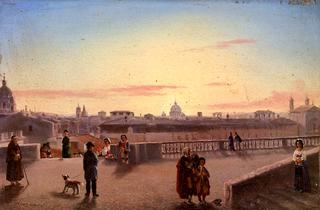 Cityscape of Rome from the Spanish Steps