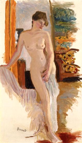Standing Nude with Striped Armchair (study)