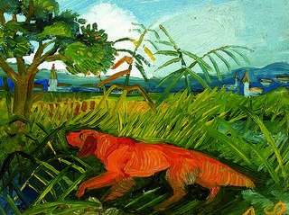 Irish Setter in a Landscape