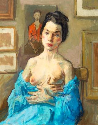 Nude with Blue Shawl