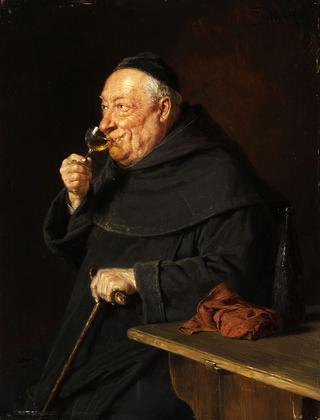 Benedictine monk with wine