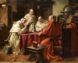 Cardinal and Monks in the Library